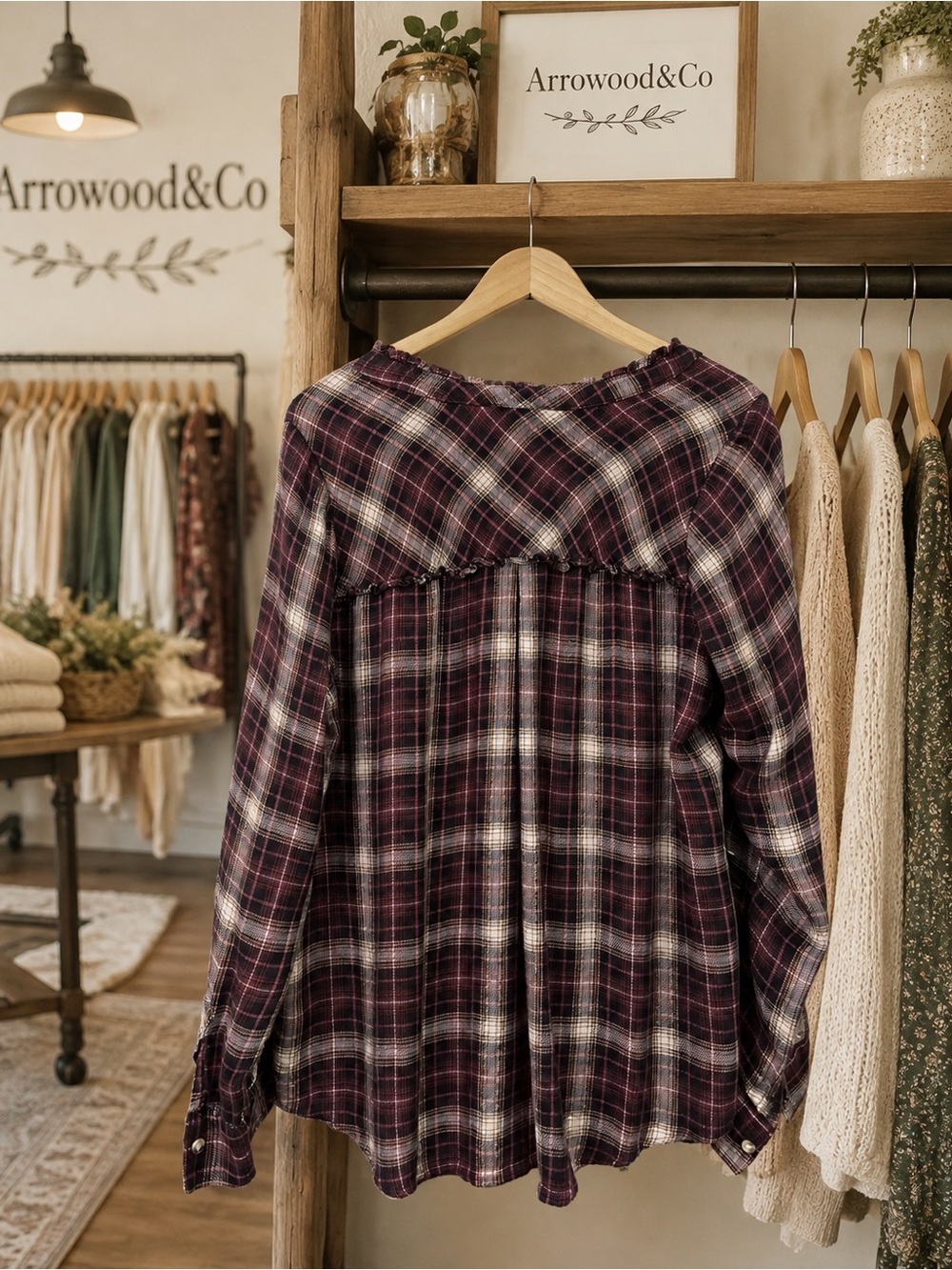 #46: Preowned Democracy Plaid Long Sleeve - Picture 3 of 3